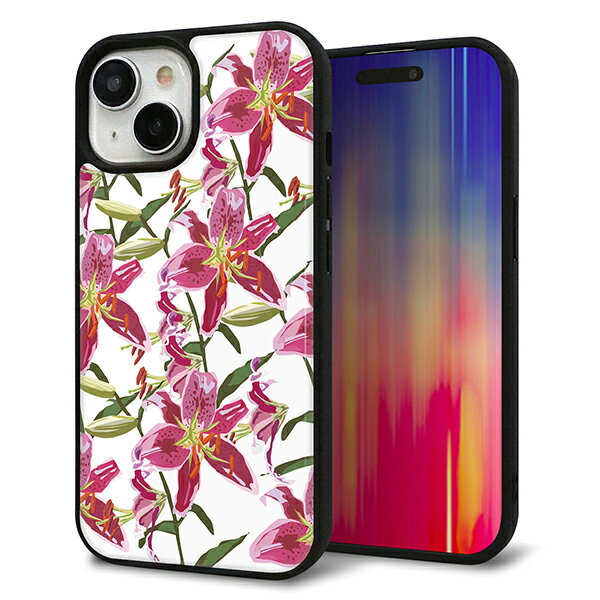 Rakuten - iPhone15 ケース カバー 背面 ガラス TPU デザイン ガラプリ 【SC892 ボタニカルスカーレットリリー】 印刷 光沢 MMLM