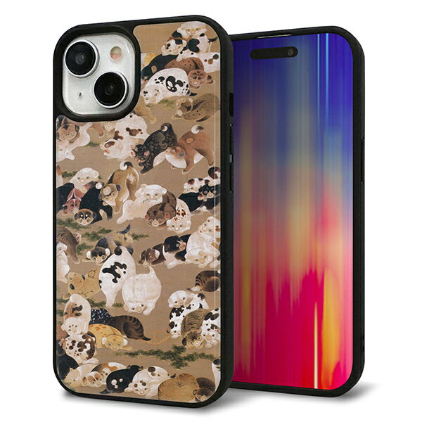 乐天商城 - iPhone15 ケース カバー 背面 ガラス TPU デザイン ガラプリ 【TA008 百犬図】 印刷 光沢 MMLM