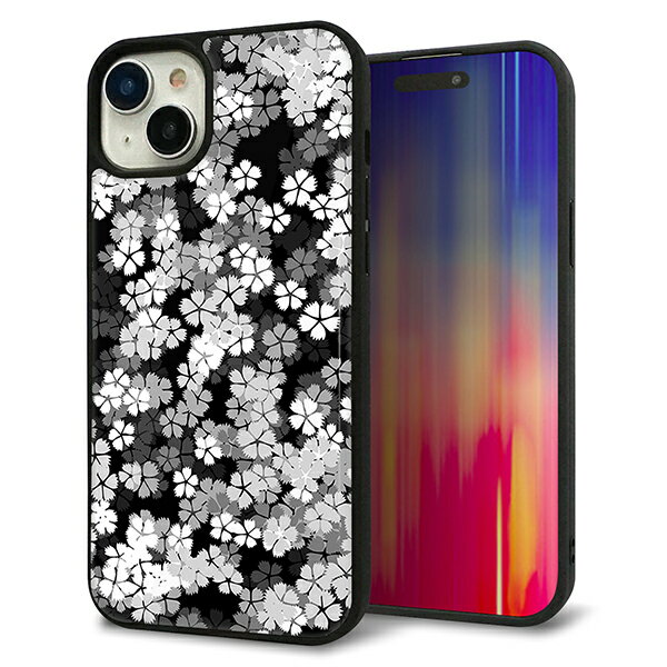 Rakuten - iPhone15 Plus ケース カバー 背面 ガラス TPU デザイン ガラプリ 【1332 夜桜】 印刷 光沢 MMLM