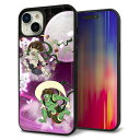 iPhone15 Plus ケース カバー 背面 ガラス TPU デザイン ガラプリ 【HA240 風神雷神 紫の月と桜】 印刷 光沢 MMLM