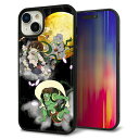 iPhone15 Plus ケース カバー 背面 ガラス TPU デザイン ガラプリ 【HA241 風神雷神 月】 印刷 光沢 MMLM