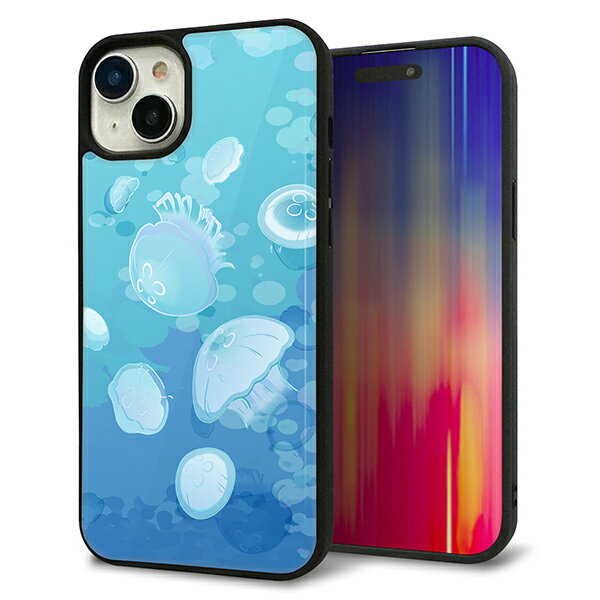Rakuten - iPhone15 Plus ケース カバー 背面 ガラス TPU デザイン ガラプリ 【HA262 ポケットアクアリウム ミズクラゲ】 印刷 光沢 MMLM