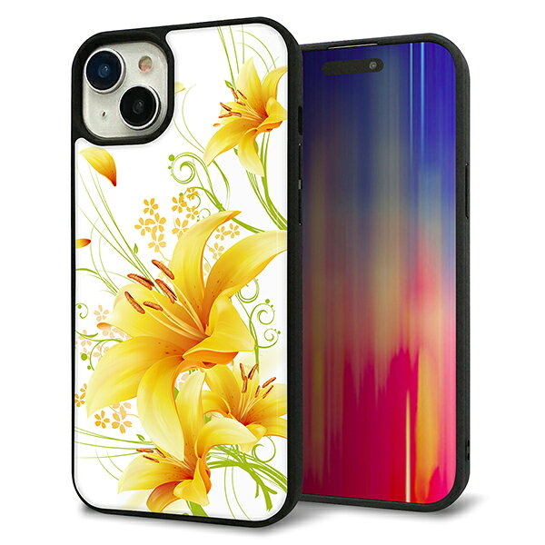 Rakuten - iPhone15 Plus ケース カバー 背面 ガラス TPU デザイン ガラプリ 【SC852 ユリ イエロー】 印刷 光沢 MMLM