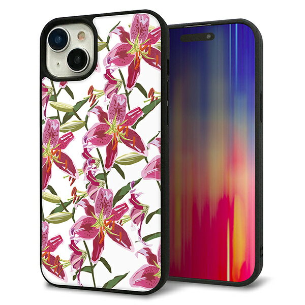 Rakuten - iPhone15 Plus ケース カバー 背面 ガラス TPU デザイン ガラプリ 【SC892 ボタニカルスカーレットリリー】 印刷 光沢 MMLM