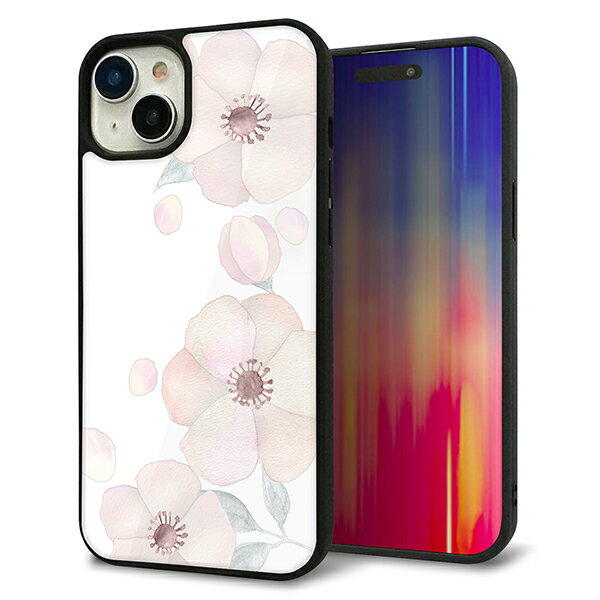 乐天商城 - iPhone15 Plus ケース カバー 背面 ガラス TPU デザイン ガラプリ 【SC948 ドゥ・フルール(ホワイト)】 印刷 光沢 MMLM