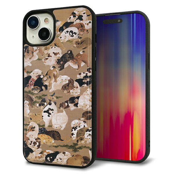 Rakuten - iPhone15 Plus ケース カバー 背面 ガラス TPU デザイン ガラプリ 【TA008 百犬図】 印刷 光沢 MMLM