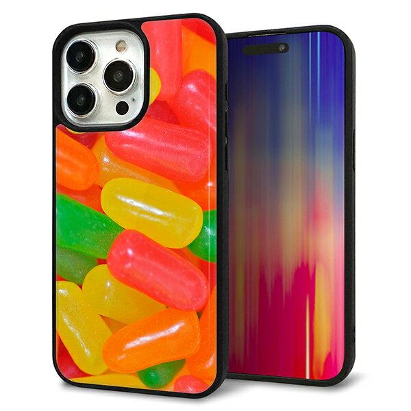 Rakuten - iPhone15 Pro Max ケース カバー 背面 ガラス TPU デザイン ガラプリ 【449 ジェリービーンズ】 印刷 光沢 MMLM
