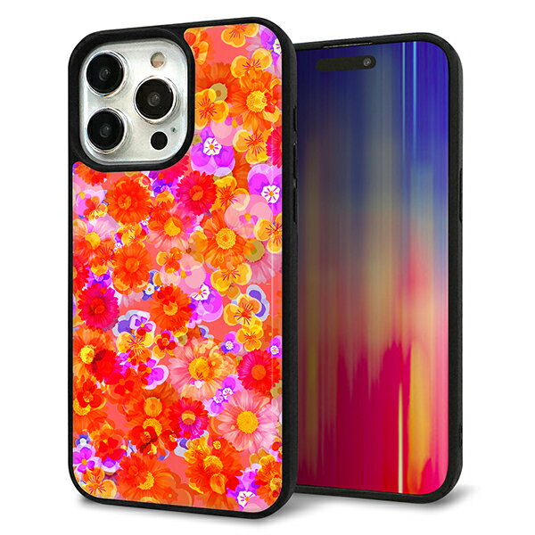 Rakuten - iPhone15 Pro Max ケース カバー 背面 ガラス TPU デザイン ガラプリ 【SC871 リバティプリント フルールドパルファン レッド】 印刷 光沢 MMLM
