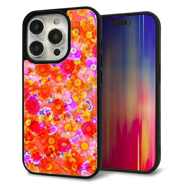 Rakuten - iPhone15 Pro ケース カバー 背面 ガラス TPU デザイン ガラプリ 【SC871 リバティプリント フルールドパルファン レッド】 印刷 光沢 MMLM