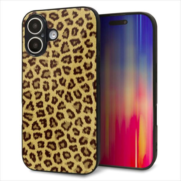 乐天商城 - iPhone16 ケース カバー 背面 ガラス TPU デザイン ガラプリ 【1065 ヒョウ柄ベーシックSゴールド】 印刷 光沢 MMLM