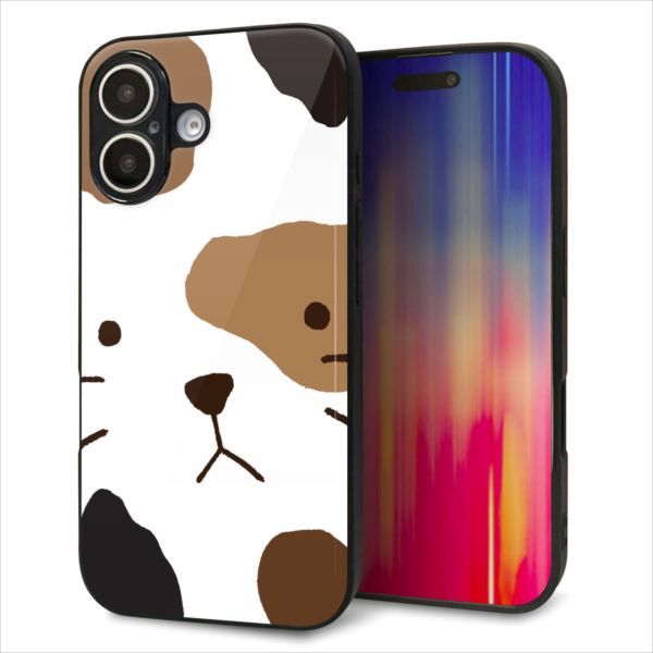 乐天商城 - iPhone16 ケース カバー 背面 ガラス TPU デザイン ガラプリ 【IA801 みけ】 印刷 光沢 MMLM