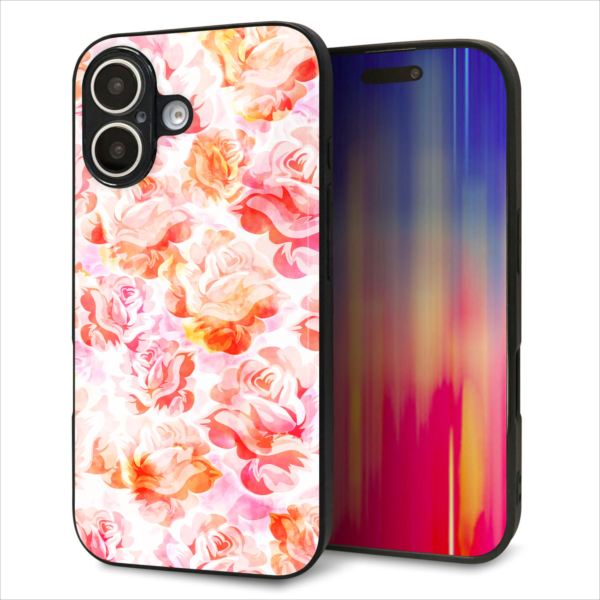 Rakuten - iPhone16 ケース カバー 背面 ガラス TPU デザイン ガラプリ 【SC930 ローズ レッド】 印刷 光沢 MMLM