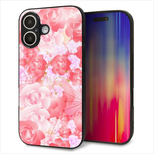 乐天商城 - iPhone16 ケース カバー 背面 ガラス TPU デザイン ガラプリ 【VA817 はんなり色の華】 印刷 光沢 MMLM