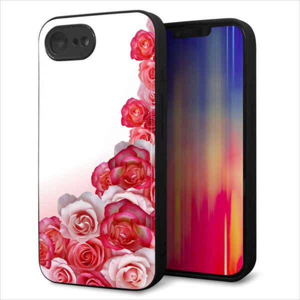Rakuten - iPhone16e ケース カバー 背面 ガラス TPU デザイン ガラプリ 【299 薔薇の壁】 印刷 光沢 MMLM