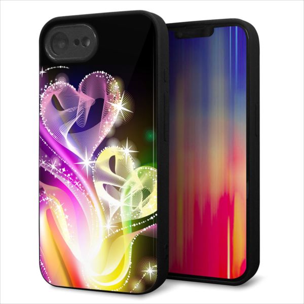 Rakuten - iPhone16e ケース カバー 背面 ガラス TPU デザイン ガラプリ 【386 光の軌跡】 印刷 光沢 MMLM