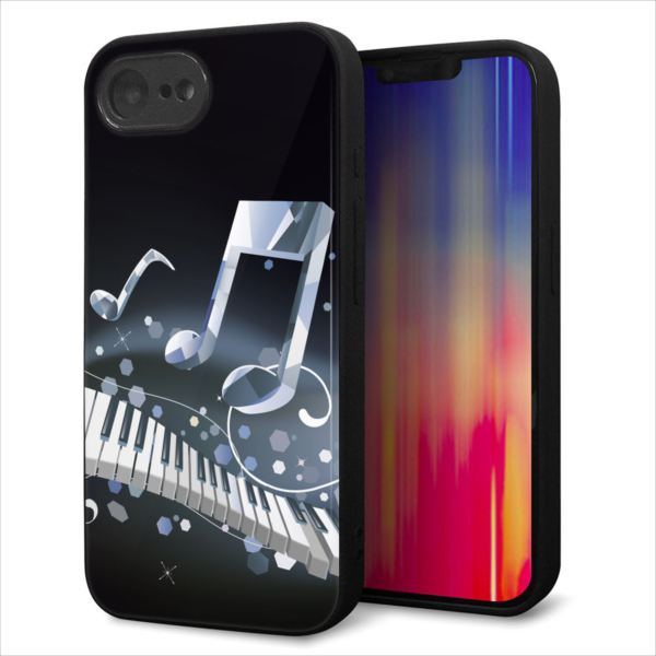 Rakuten - iPhone16e ケース カバー 背面 ガラス TPU デザイン ガラプリ 【575 鍵盤に踊る音】 印刷 光沢 MMLM
