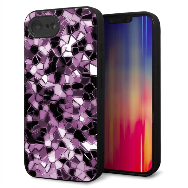 Rakuten - iPhone16e ケース カバー 背面 ガラス TPU デザイン ガラプリ 【EK837 テクニカルミラーパープル】 印刷 光沢 MMLM