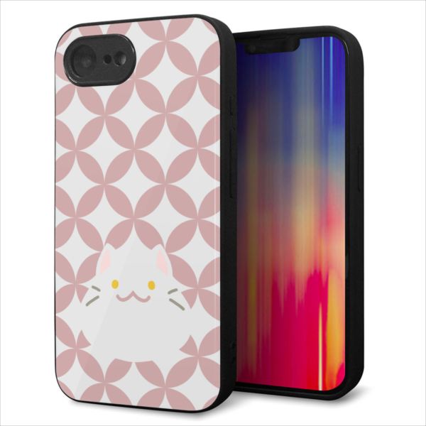 Rakuten - iPhone16e ケース カバー 背面 ガラス TPU デザイン ガラプリ 【HA248 もちねこ シロ】 印刷 光沢 MMLM