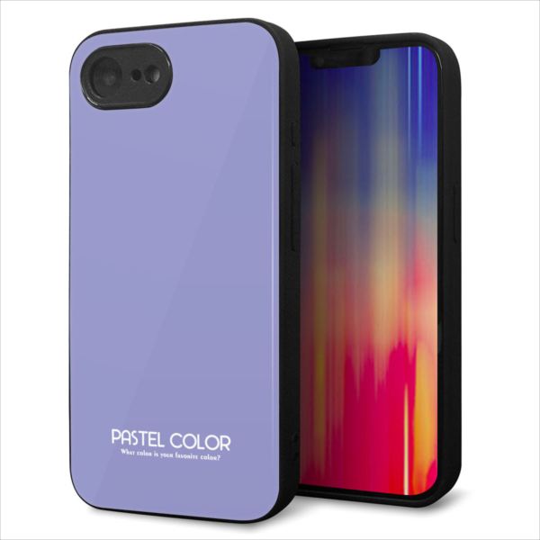 Rakuten - iPhone16e ケース カバー 背面 ガラス TPU デザイン ガラプリ 【KM900 パステルカラー(パステルブルー)】 印刷 光沢 MMLM