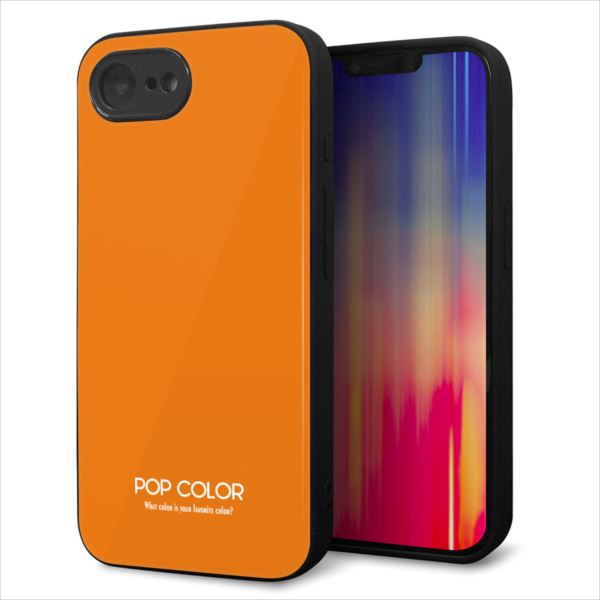 Rakuten - iPhone16e ケース カバー 背面 ガラス TPU デザイン ガラプリ 【KM906 ポップカラー(オレンジ)】 印刷 光沢 MMLM