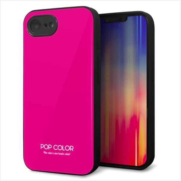Rakuten - iPhone16e ケース カバー 背面 ガラス TPU デザイン ガラプリ 【KM910 ポップカラー(ピンク)】 印刷 光沢 MMLM