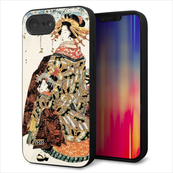 Rakuten - iPhone16e ケース カバー 背面 ガラス TPU デザイン ガラプリ 【MA967 花魁 C】 印刷 光沢 MMLM