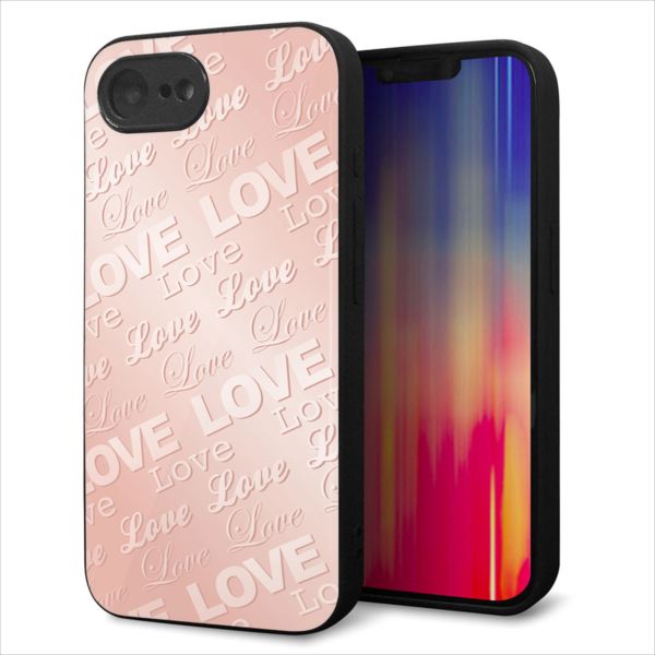 Rakuten - iPhone16e ケース カバー 背面 ガラス TPU デザイン ガラプリ 【SC841 エンボス風LOVEリンク(ローズピンク)】 印刷 光沢 MMLM