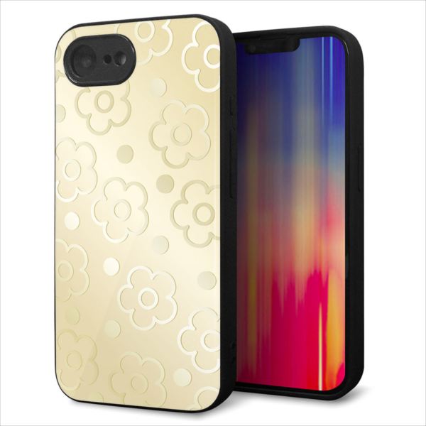 乐天商城 - iPhone16e ケース カバー 背面 ガラス TPU デザイン ガラプリ 【SC842 エンボス風デイジードット(ヌーディーベージュ)】 印刷 光沢 MMLM