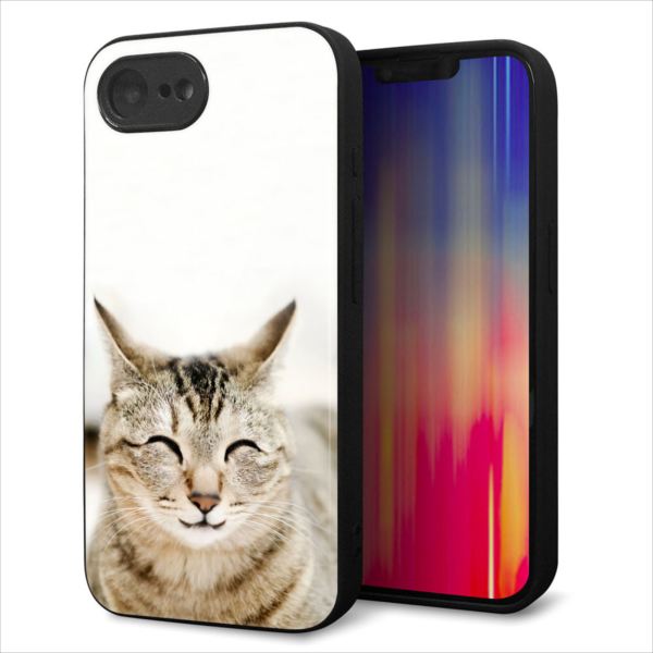 Rakuten - iPhone16e ケース カバー 背面 ガラス TPU デザイン ガラプリ 【VA801 笑福ねこ】 印刷 光沢 MMLM