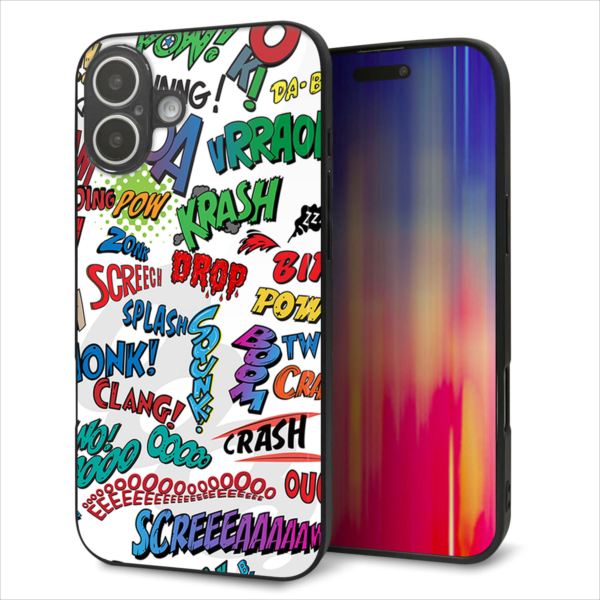 iPhone16 Plus ケース カバー 背面 ガラス TPU デザイン ガラプリ 【271 アメリカンキャッチコピー】 印刷 光沢 MMLM
