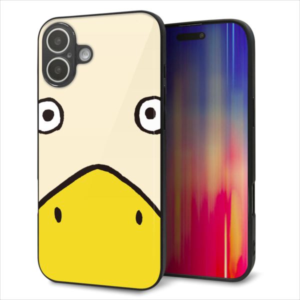 乐天商城 - iPhone16 Plus ケース カバー 背面 ガラス TPU デザイン ガラプリ 【347 あひる】 印刷 光沢 MMLM