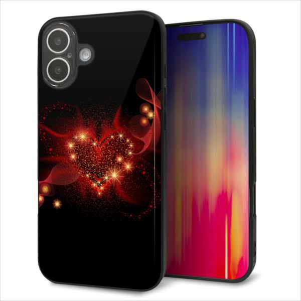 Rakuten - iPhone16 Plus ケース カバー 背面 ガラス TPU デザイン ガラプリ 【382 ハートの創生】 印刷 光沢 MMLM