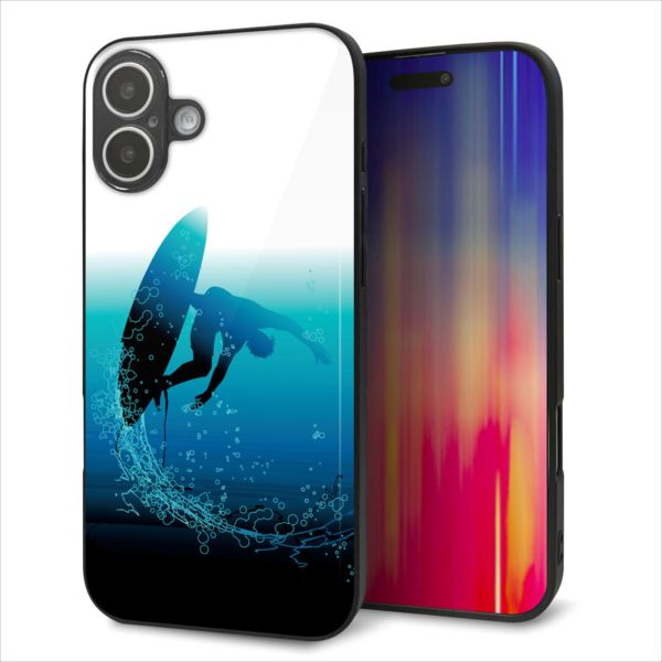 Rakuten - iPhone16 Plus ケース カバー 背面 ガラス TPU デザイン ガラプリ 【416 カットバック】 印刷 光沢 MMLM