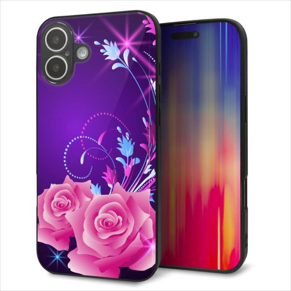乐天商城 - iPhone16 Plus ケース カバー 背面 ガラス TPU デザイン ガラプリ 【1177 紫色の夜】 印刷 光沢 MMLM