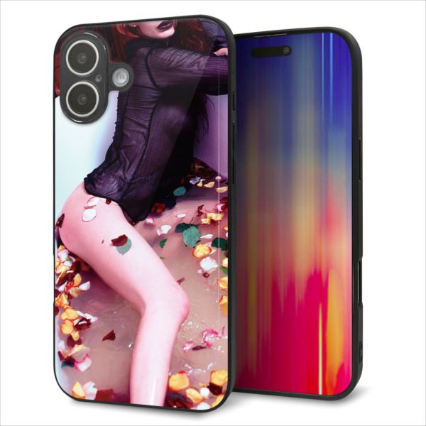 乐天商城 - iPhone16 Plus ケース カバー 背面 ガラス TPU デザイン ガラプリ 【KM885 バラ風呂】 印刷 光沢 MMLM