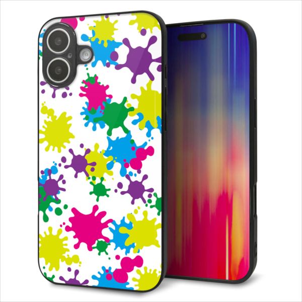 Rakuten - iPhone16 Plus ケース カバー 背面 ガラス TPU デザイン ガラプリ 【MA878 ペイントホワイト】 印刷 光沢 MMLM