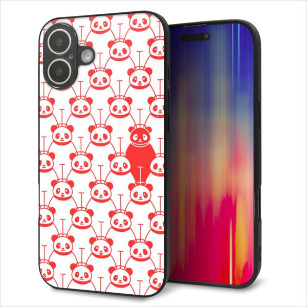 Rakuten - iPhone16 Plus ケース カバー 背面 ガラス TPU デザイン ガラプリ 【MA913 パターン パンダ】 印刷 光沢 MMLM