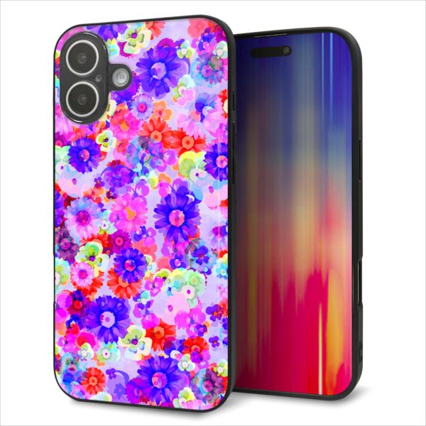 Rakuten - iPhone16 Plus ケース カバー 背面 ガラス TPU デザイン ガラプリ 【SC868 リバティプリント フルールドパルファン パープル】 印刷 光沢 MMLM