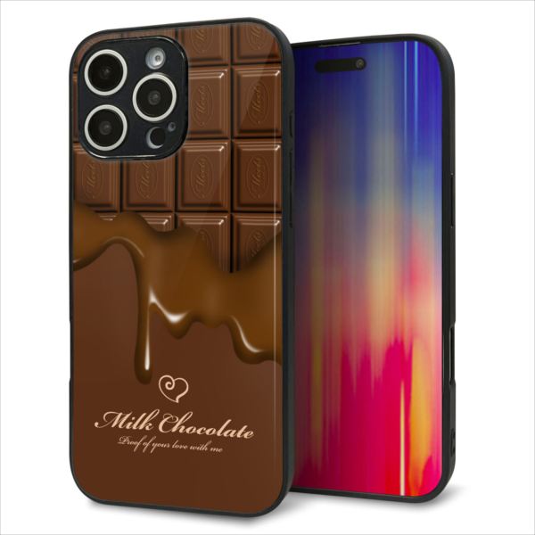 乐天商城 - iPhone16 Pro Max ケース カバー 背面 ガラス TPU デザイン ガラプリ 【536 板チョコ-ハート】 印刷 光沢 MMLM