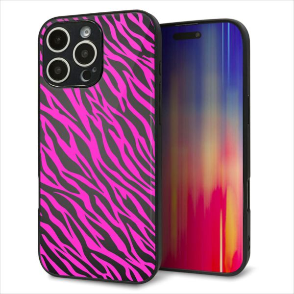 Rakuten - iPhone16 Pro Max ケース カバー 背面 ガラス TPU デザイン ガラプリ 【1058 デザインゼブラPU】 印刷 光沢 MMLM