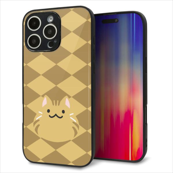 Rakuten - iPhone16 Pro Max ケース カバー 背面 ガラス TPU デザイン ガラプリ 【HA247 もちねこ 茶トラ】 印刷 光沢 MMLM