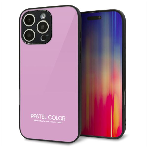 Rakuten - iPhone16 Pro Max ケース カバー 背面 ガラス TPU デザイン ガラプリ 【KM901 パステルカラー(パステルラベンダー)】 印刷 光沢 MMLM