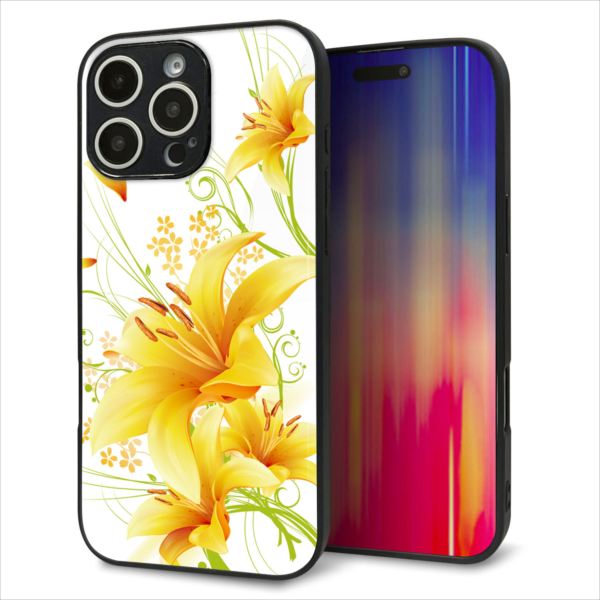 乐天商城 - iPhone16 Pro Max ケース カバー 背面 ガラス TPU デザイン ガラプリ 【SC852 ユリ イエロー】 印刷 光沢 MMLM