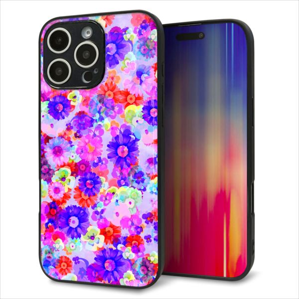 Rakuten - iPhone16 Pro Max ケース カバー 背面 ガラス TPU デザイン ガラプリ 【SC868 リバティプリント フルールドパルファン パープル】 印刷 光沢 MMLM