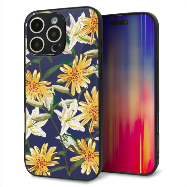 Rakuten - iPhone16 Pro Max ケース カバー 背面 ガラス TPU デザイン ガラプリ 【SC893 ボタニカルデイジー&リリー】 印刷 光沢 MMLM