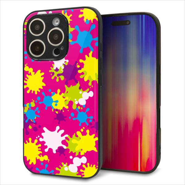 乐天商城 - iPhone16 Pro ケース カバー 背面 ガラス TPU デザイン ガラプリ 【MA876 ペイントピンク】 印刷 光沢 MMLM