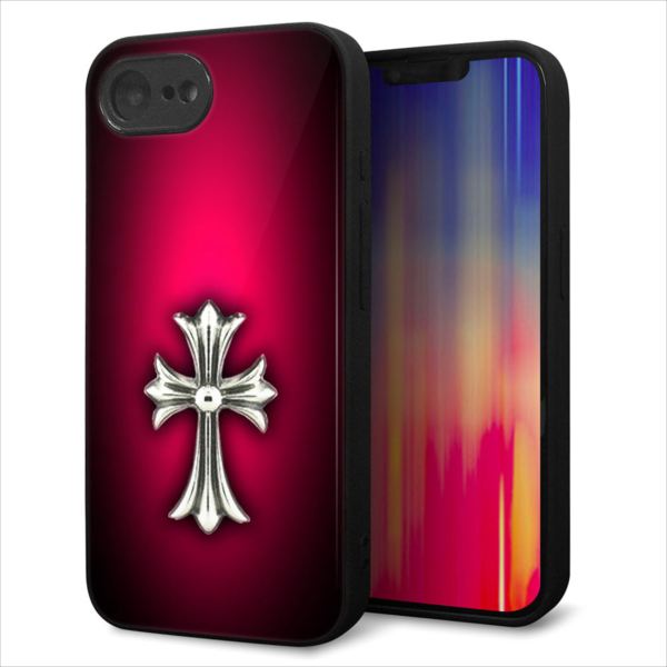 Rakuten - iPhone17e ケース カバー 背面 ガラス TPU デザイン ガラプリ 【249 クロスレッド】 印刷 光沢 MLM