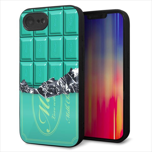 乐天商城 - iPhone17e ケース カバー 背面 ガラス TPU デザイン ガラプリ 【554 板チョコ-ミント】 印刷 光沢 MLM