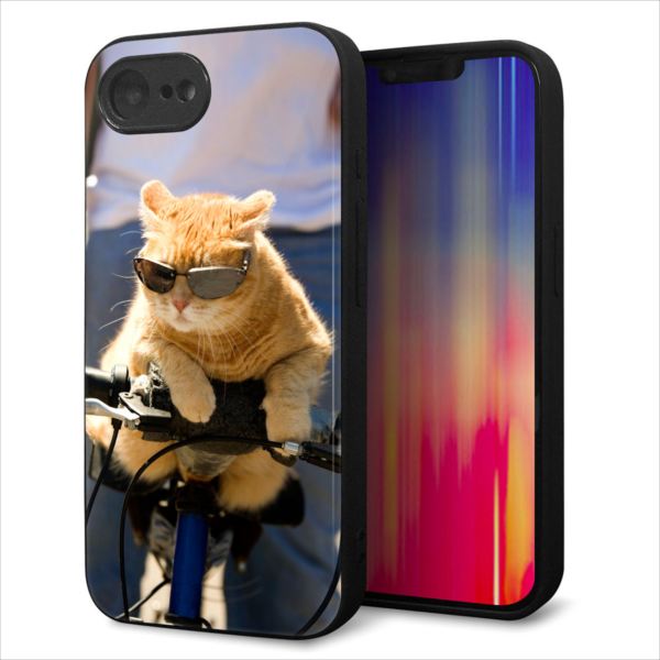 乐天商城 - iPhone17e ケース カバー 背面 ガラス TPU デザイン ガラプリ 【595 にゃんとサイクル】 印刷 光沢 MLM