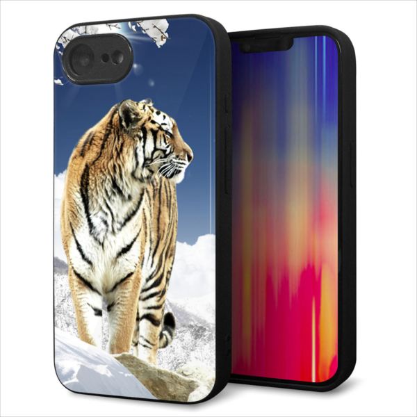 Rakuten - iPhone17e ケース カバー 背面 ガラス TPU デザイン ガラプリ 【793 雪山の虎】 印刷 光沢 MLM
